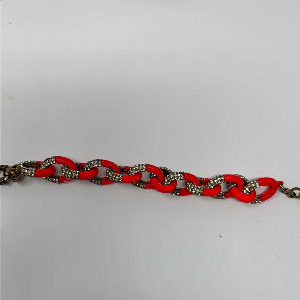 JCrew Red Chain Link Bracelet